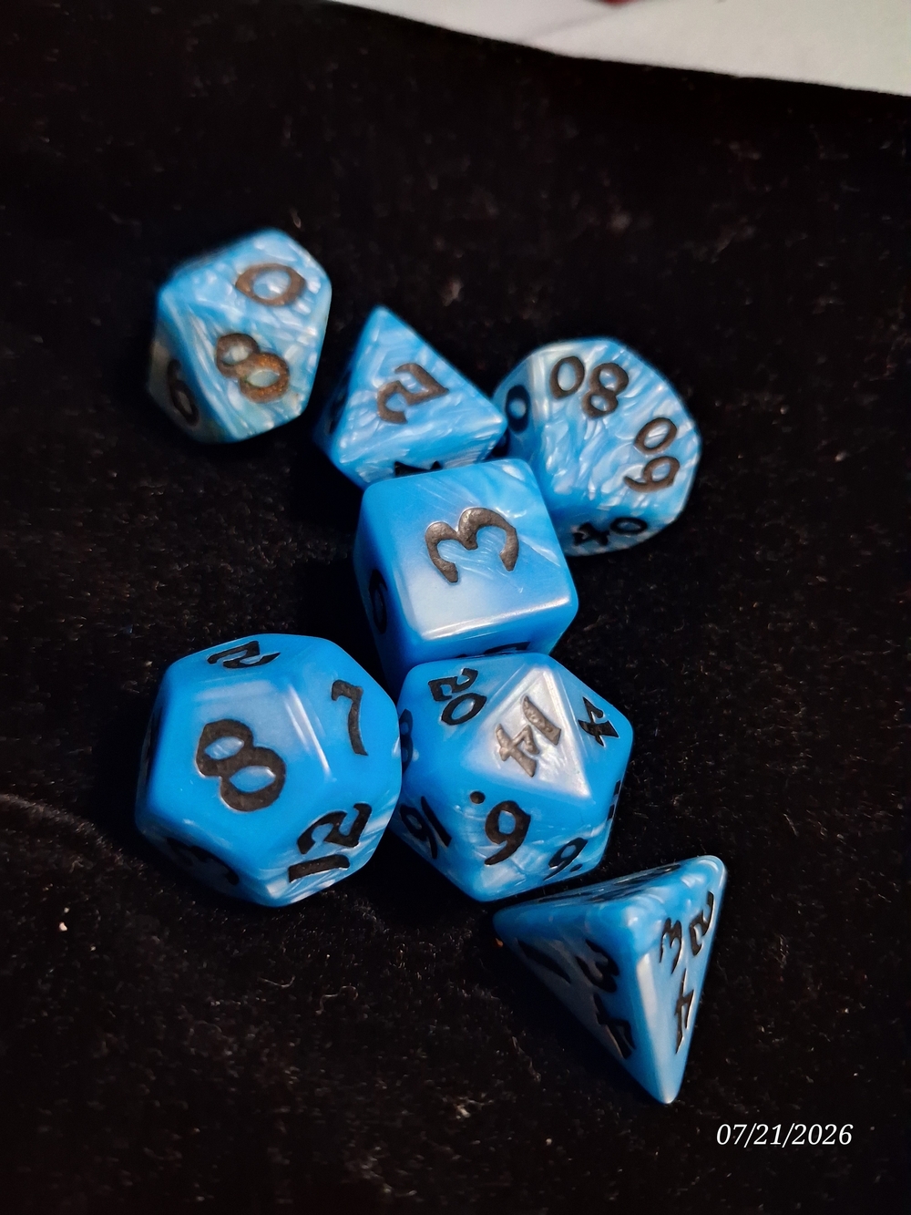 Source Unknown Blue Swirl Polyhedral RPG Dice Set